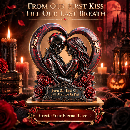 Custom Gothic Skull Couple – Gifts for Love Commemorations, Anniversaries, and Halloween