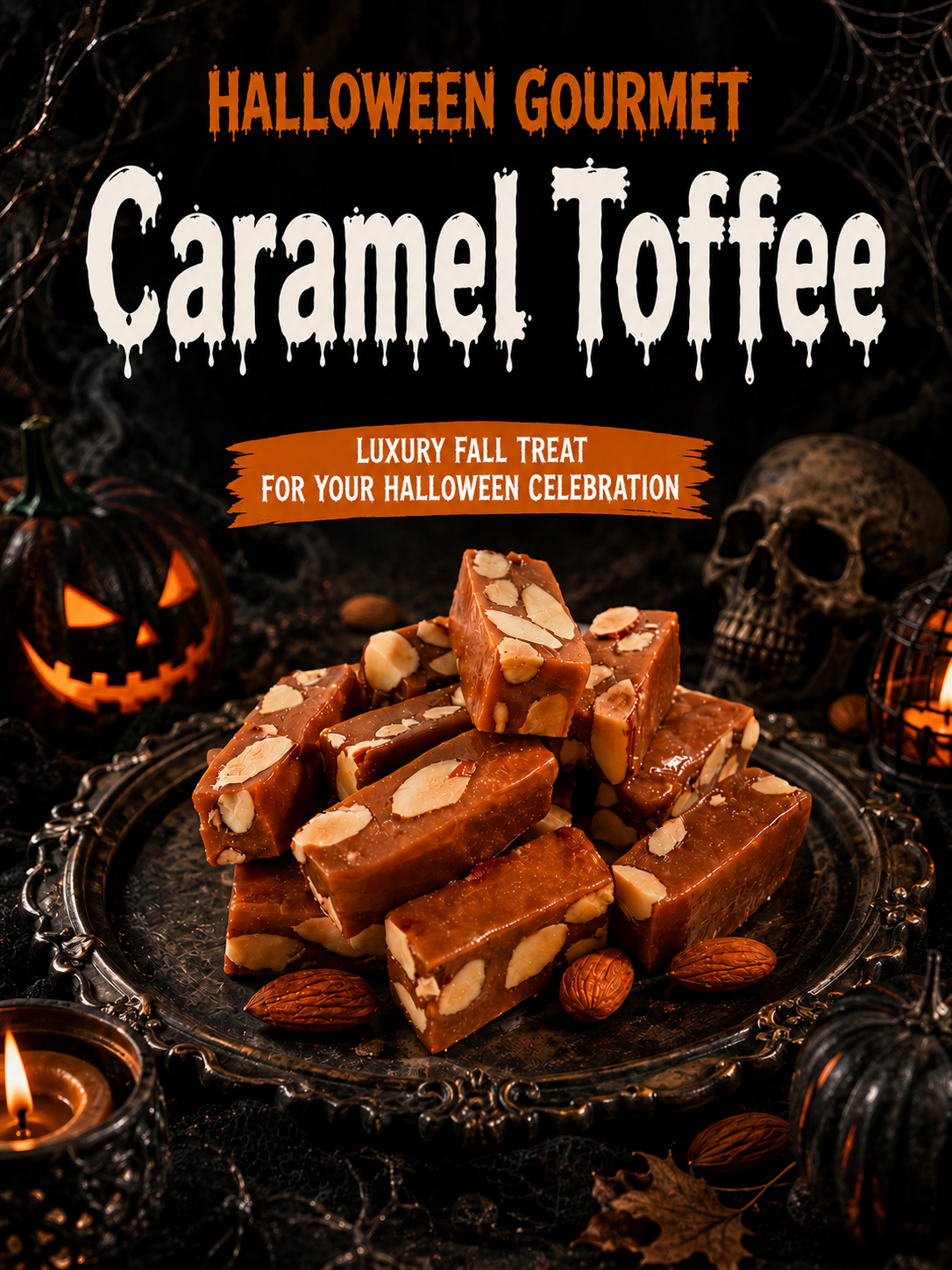 Halloween Handcrafted Buttery Almond Toffee--k$