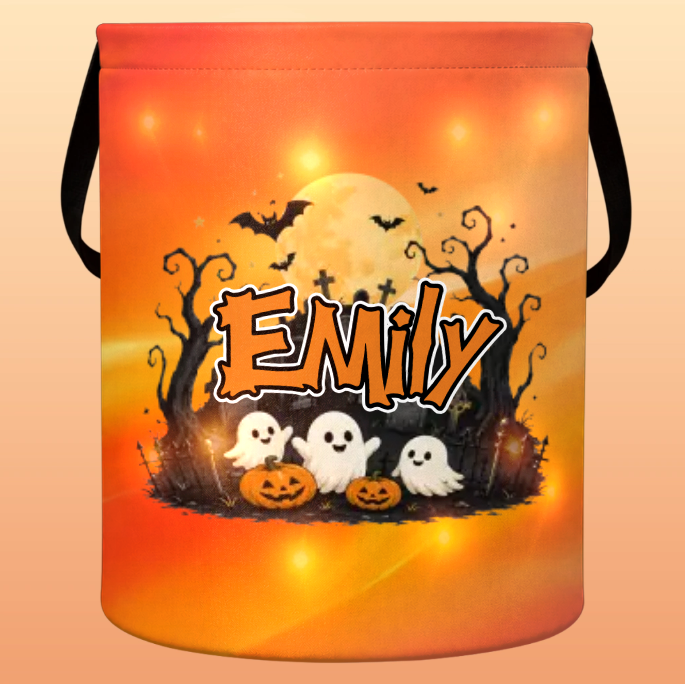 Custom LED Light Bucket Bag - Personalized Halloween Birthday Gifts For Kids - Tiny Trickster