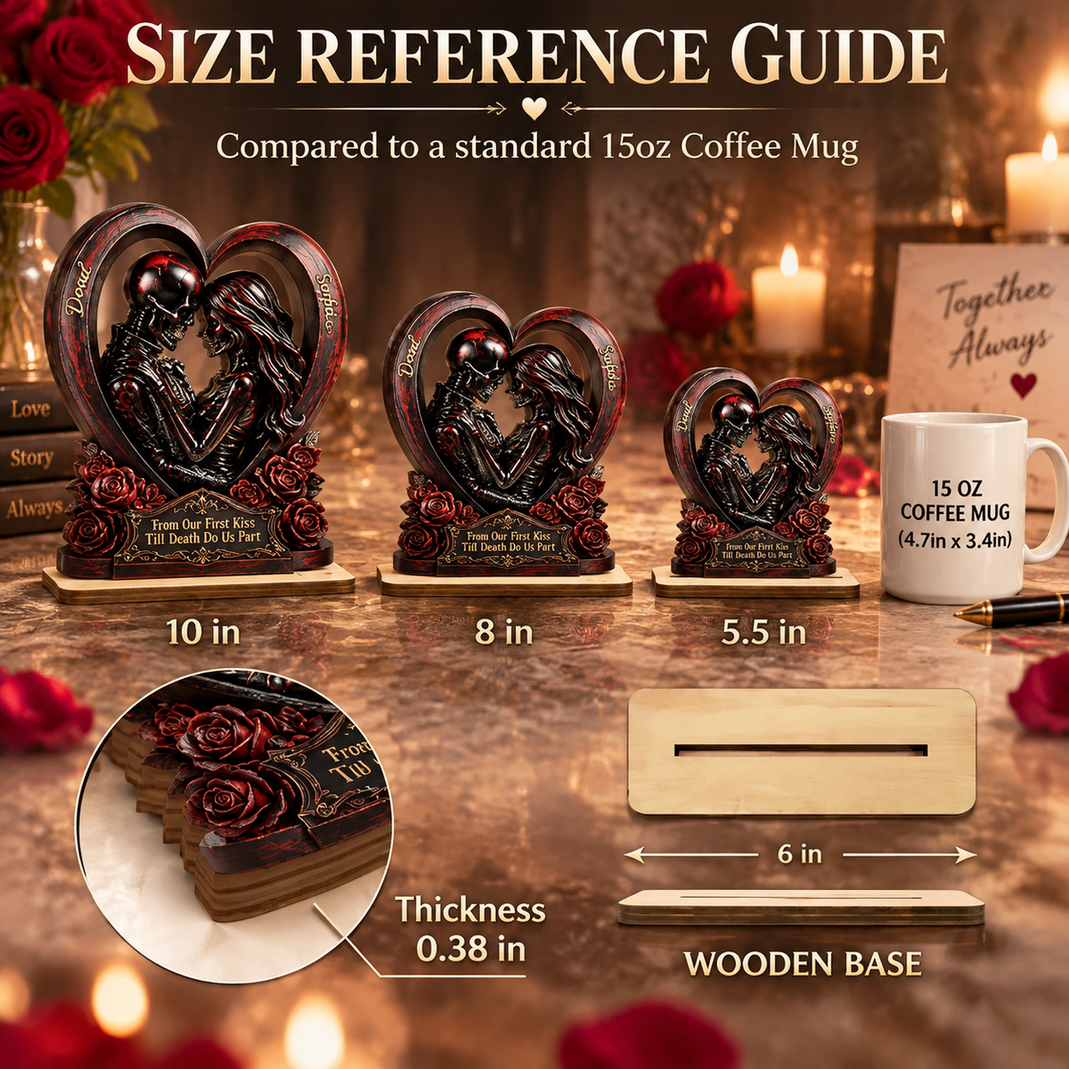 Custom Gothic Skull Couple – Gifts for Love Commemorations, Anniversaries, and Halloween