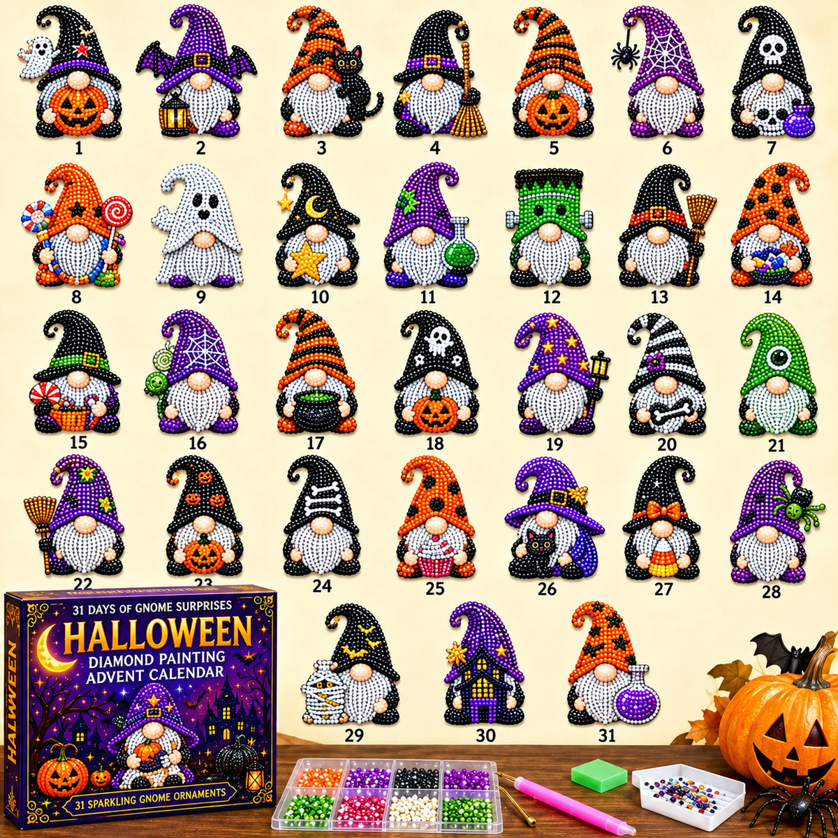 31 Days of GnomeSurprises Halloween DiamondPainting Advent Calendar