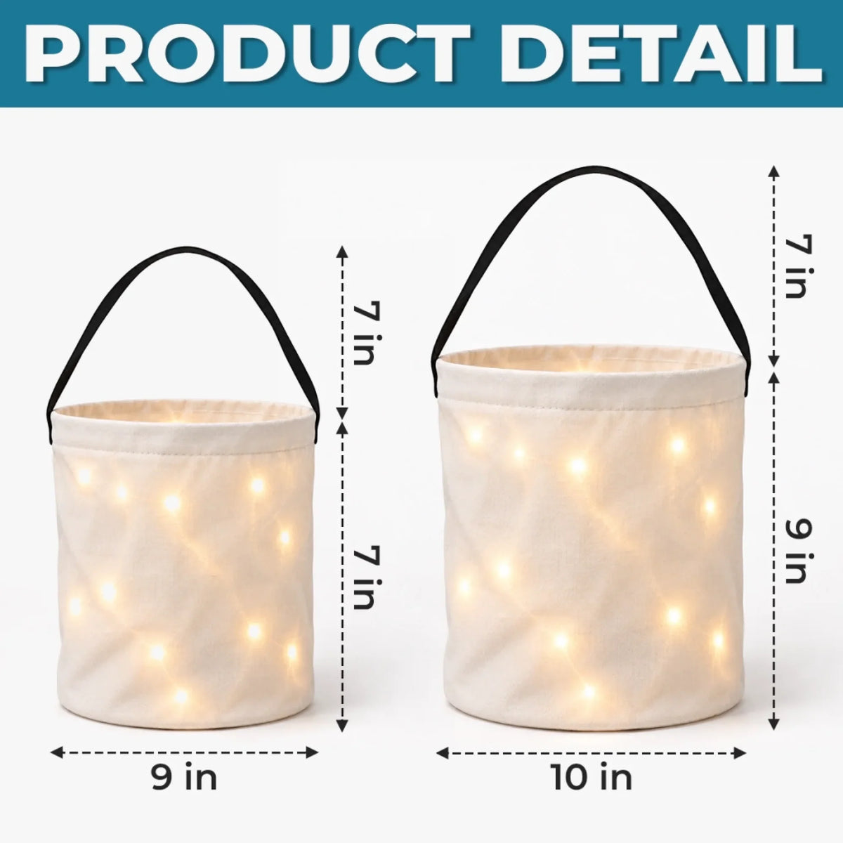 Custom LED Light Bucket Bag - Personalized Halloween Birthday Gifts For Kids - Tiny Trickster