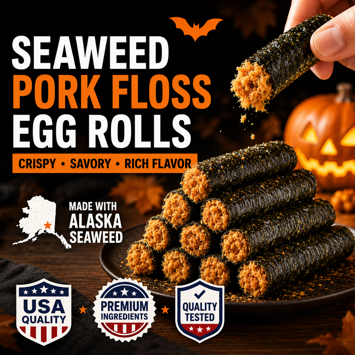 Seaweed Pork Floss Egg Rolls🤤--k$