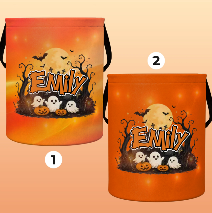 Custom LED Light Bucket Bag - Personalized Halloween Birthday Gifts For Kids - Tiny Trickster