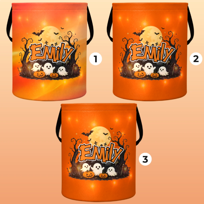 Custom LED Light Bucket Bag - Personalized Halloween Birthday Gifts For Kids - Tiny Trickster