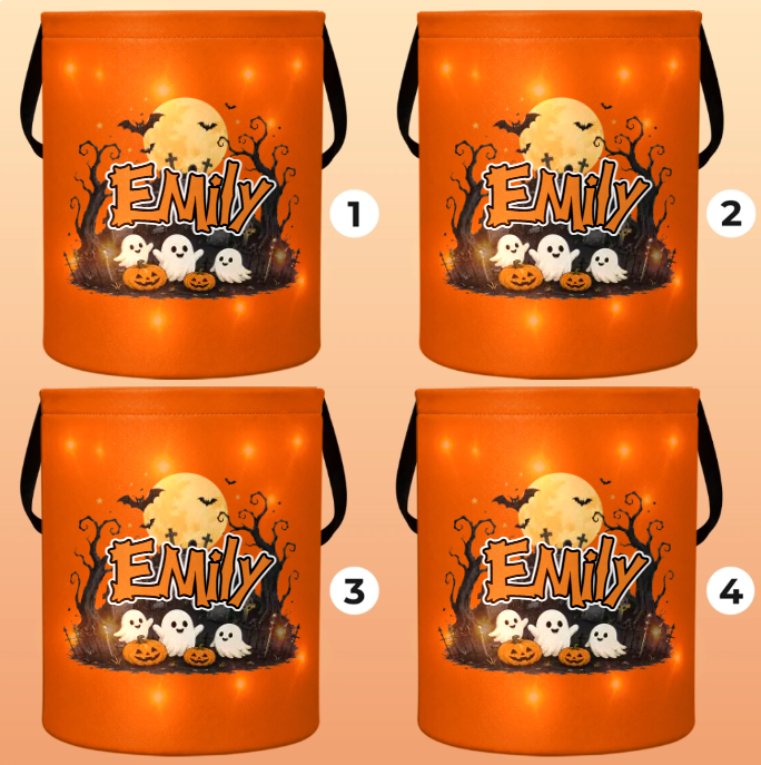 Custom LED Light Bucket Bag - Personalized Halloween Birthday Gifts For Kids - Tiny Trickster